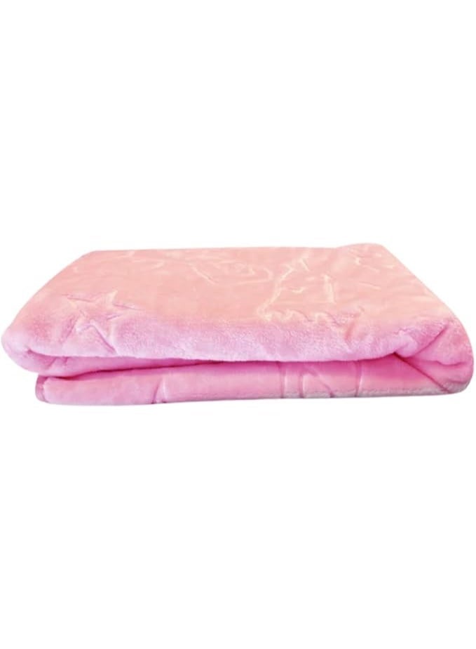 Soft Velvet Fleece Blanket Double Layered for Girls and Boys Lightweight Comfortable Warm Colorful Design Suitable for Home, Bed, Sofa and School Use 110x90cm (Pink) - Image 2
