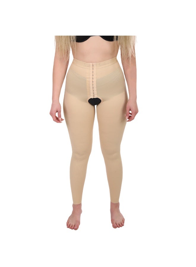 Sedra Shapely Women's full-body shapewear with a high waist for tummy control, waist shaping, and thigh definition. Shapewear with high compression, multi-level front snaps, and a front opening. Suitable for postpartum and under clothing. Beige. - Image 2