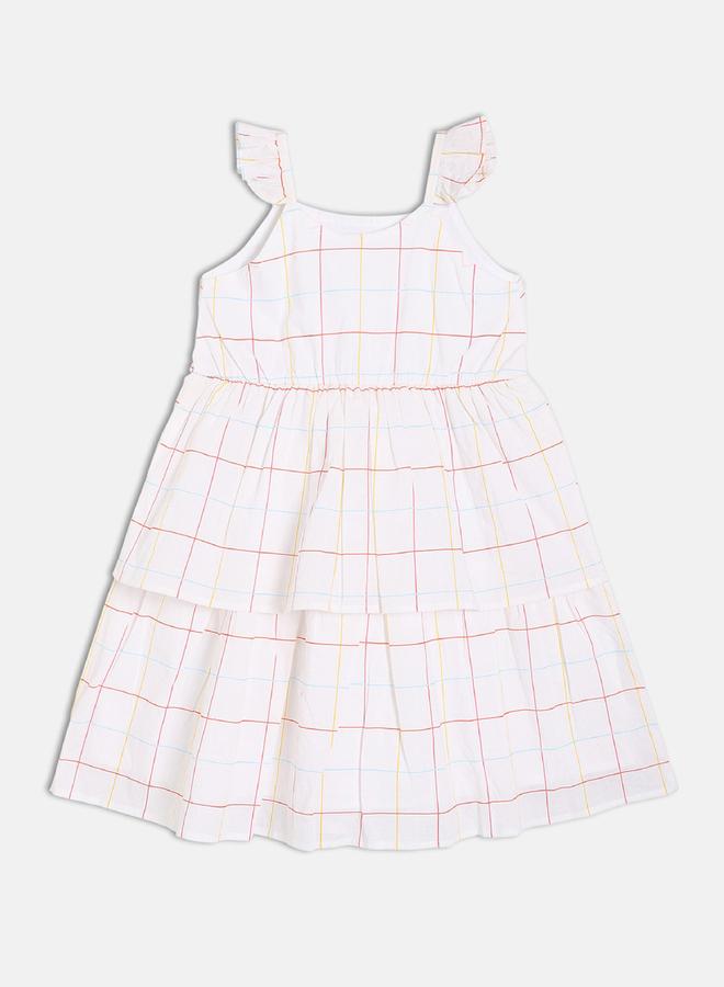 MINIKLUB Girls Plaid Dress with Floral Embroidery - Image 2