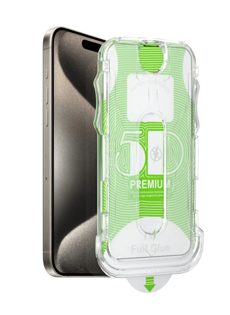 Digi Core واقي شاشة من الزجاج المقسى لهاتف iPhone 15 Pro مقاس 6.1 بوصة، مجموعة سهلة التركيب، محاذاة تلقائية، صلابة 9H 99.99% HD واضحة خالية من الفقاعات، شاشة iPhone 15 Pro زجاجية، مستخلص الغبار، زجاج سحري 5D - Image 1