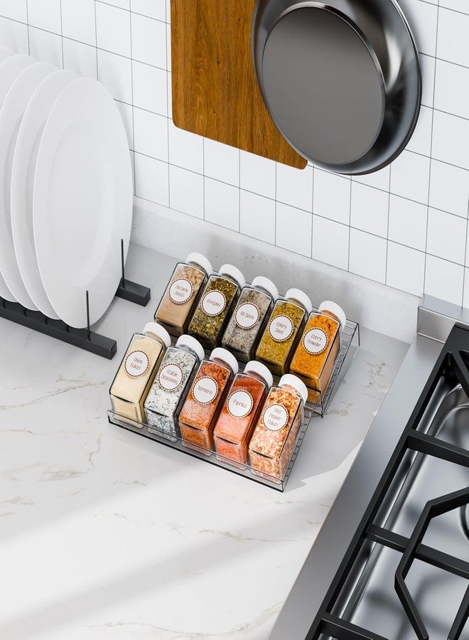 Olpad Expandable Acrylic Spice Drawer Organizer, 4-Tier Clear Seasoning Rack for Kitchen Drawers, Adjustable Width In-Drawer Spice Tray Insert for Large & Small Cabinets, Shatter-Resistant Plastic Holder - Image 2
