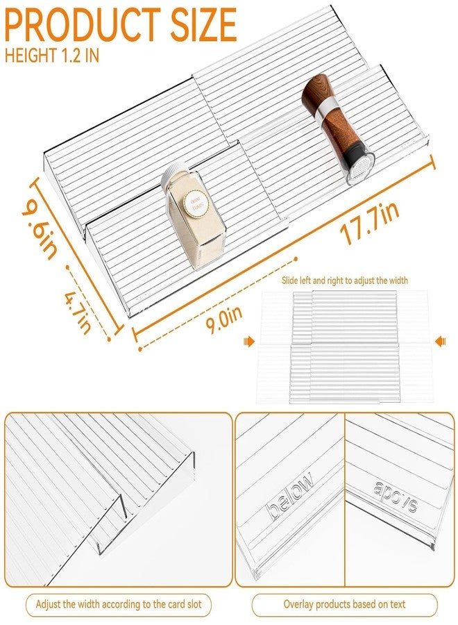 Olpad Expandable Acrylic Spice Drawer Organizer, 4-Tier Clear Seasoning Rack for Kitchen Drawers, Adjustable Width In-Drawer Spice Tray Insert for Large & Small Cabinets, Shatter-Resistant Plastic Holder - Image 3