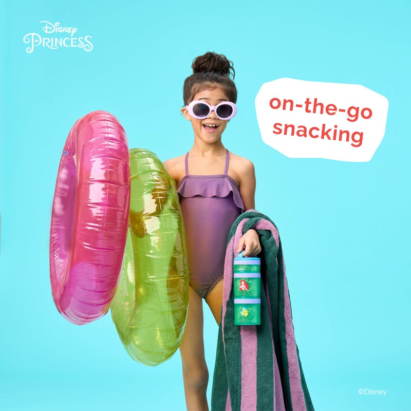 Whiskware Disney Princess Stackable Snack Containers for Kids, 3 Stackable Snack Cups for School and Travel, Ariel and Flounder - Image 4