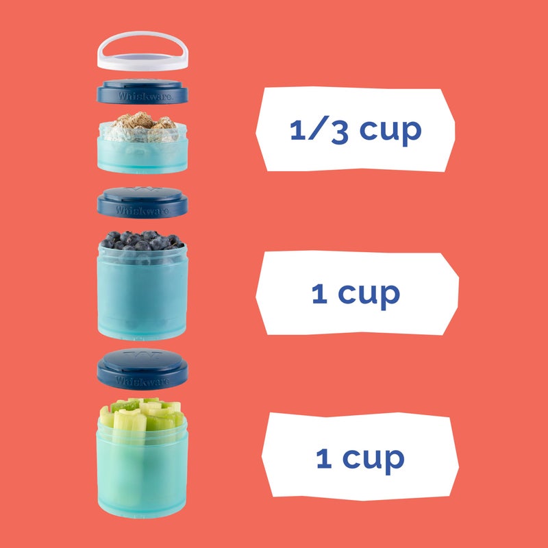 Whiskware Disney Princess Stackable Snack Containers for Kids, 3 Stackable Snack Cups for School and Travel, Ariel and Flounder - Image 3