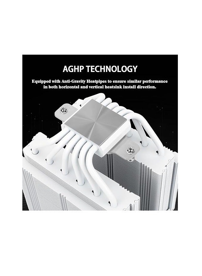 Thermalright Royal Pretor 130 White CPU Air Cooler, Computer Double Towers Radiator, 6 Heat Pipes CPU Cooler, Dual PWM Fans,High Performance PC Cooling,for AM4/AM5;Intel 1851/1700/1150/1151/1200/2011 - Image 4