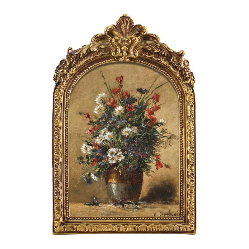 FOLKOR Framed Wall Art for Kitchen Dining Room Bedroom, Wildflower Still Life Oil Paintings Canvas Print with Gold Picture Frame, Vintage Floral Wall Decor for Cottage Rustic Retro Home Office, 5x7 - Image 1