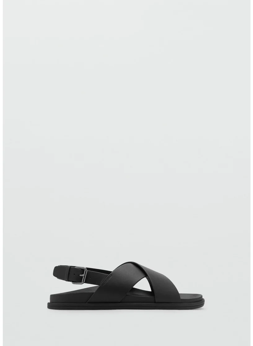 مانجو مان Leather Crossed Strap Sandal