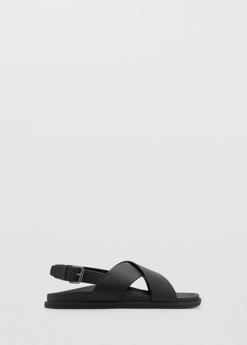 Mango Man Leather Crossed Strap Sandal  - Image 1