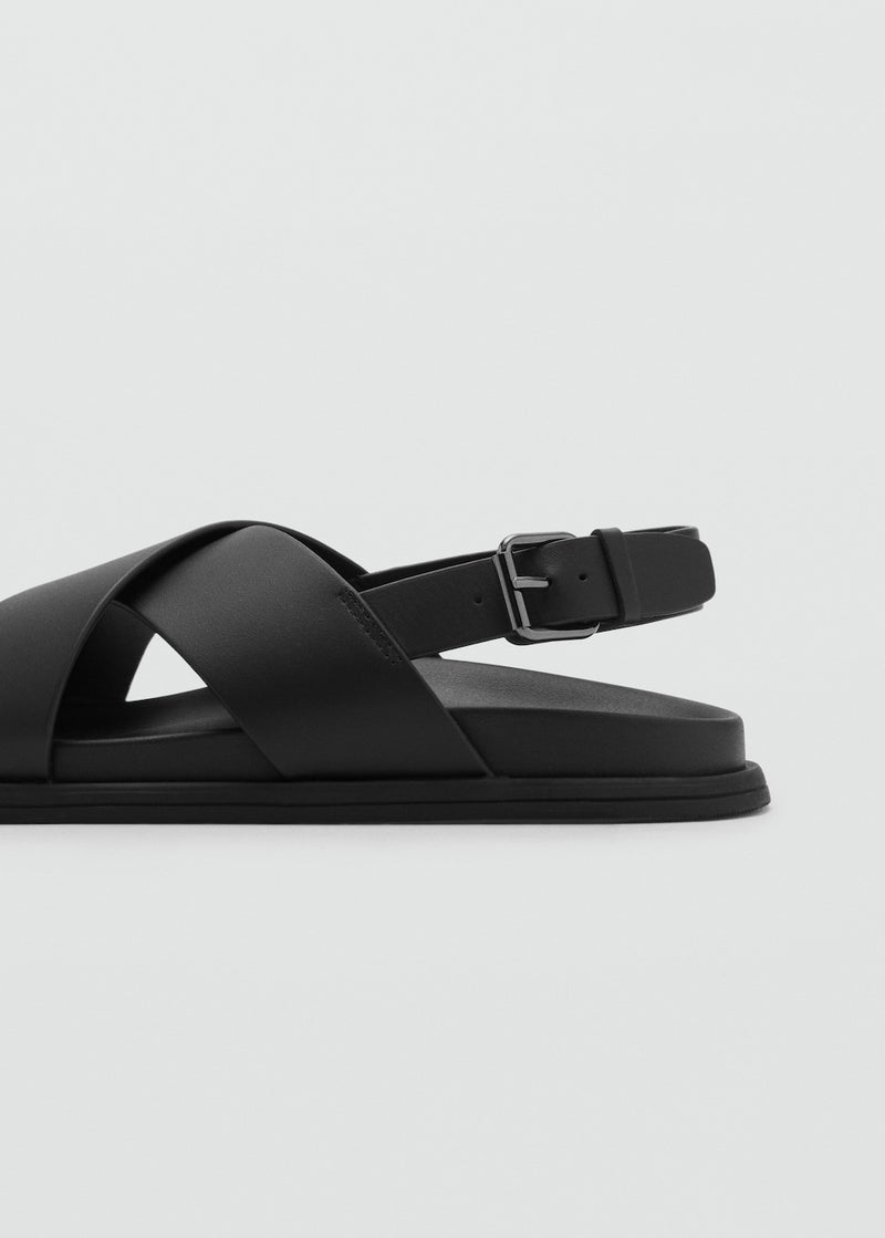 Mango Man Leather Crossed Strap Sandal  - Image 3