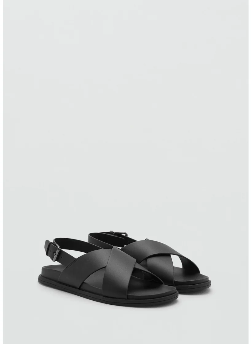 مانجو مان Leather Crossed Strap Sandal