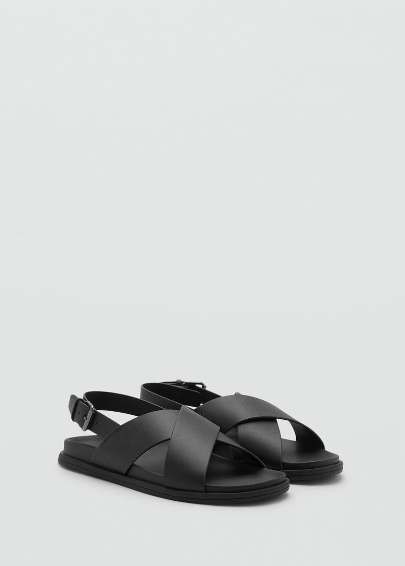 Mango Man Leather Crossed Strap Sandal  - Image 2