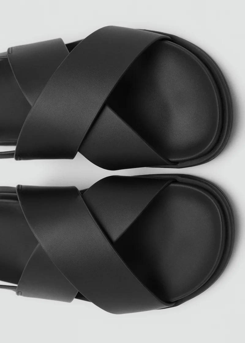 Mango Man Leather Crossed Strap Sandal