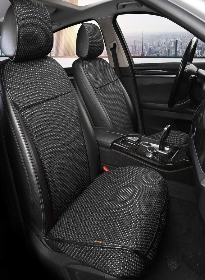 Auto Newer Summer Luxury Breathable Car Seat Cover Fit Four Seasons, Universal Front of Car Seat Cushions, Bottom Seat Covers of Full Wrapped Edge,Universal Fit for 95% Cars,SUV(Black+Grey,2PCS)