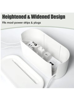 Generic Cable Management Box, Cord Organizer Box, Large and Medium Size Cord Box, Cord Hider Box with The Groove to Store The Chargers and Cable to Hide Surge Protector Cover on Desk or Floor (White)  - Image 3