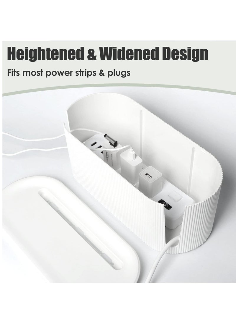 Generic Cable Management Box, Cord Organizer Box, Large and Medium Size Cord Box, Cord Hider Box with The Groove to Store The Chargers and Cable to Hide Surge Protector Cover on Desk or Floor (White)  - Image 3