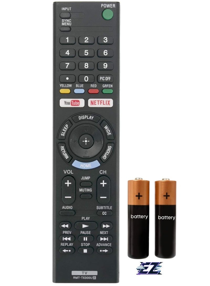 PopZa New Remote Control RMT-TX300U for Sony Smart 4K Ultra LED HDTV KD49X720E KD50X690E KD55X700E KD55X720E KD60X690E with battery - Image 1
