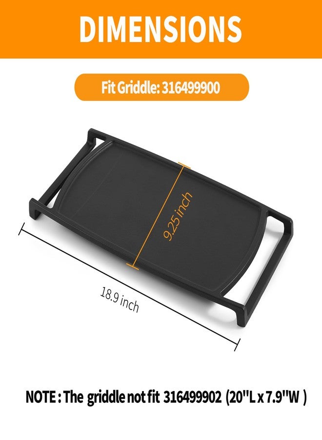صينية شواء مُحسّنة بديلة لـ 316499900، قطع غيار موقد غاز فريجيدير، مقاس 18.9 × 9.25 بوصة، مصنوعة من الحديد الزهر، صينية شواء للشعلة الوسطى، موقد غاز فريجيدير جاليري، صينية مسطحة - Image 2