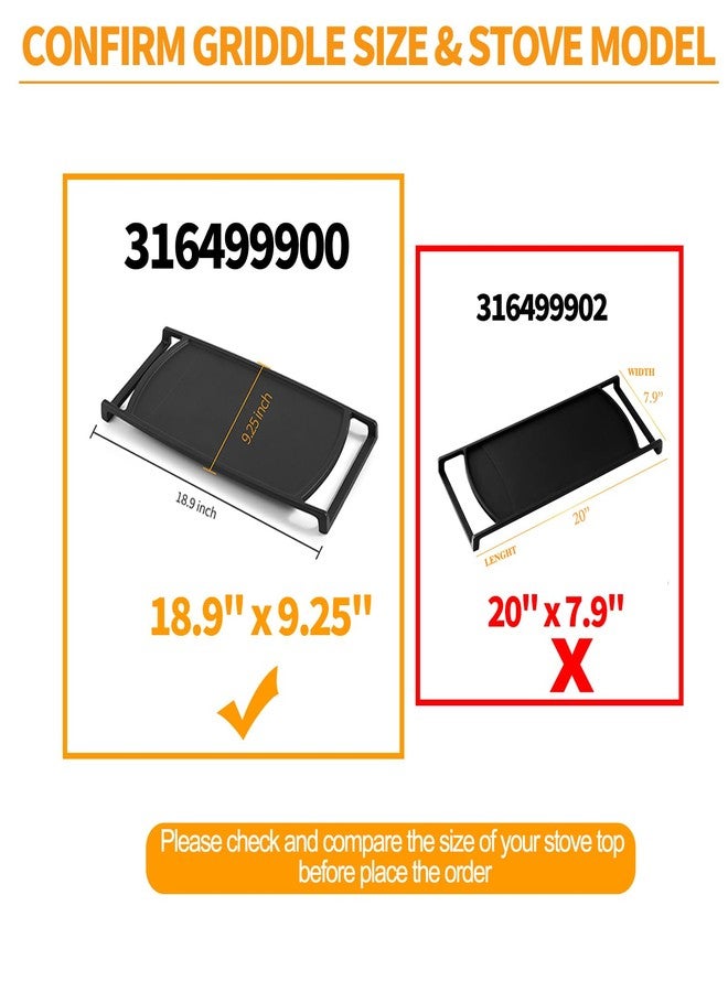 صينية شواء مُحسّنة بديلة لـ 316499900، قطع غيار موقد غاز فريجيدير، مقاس 18.9 × 9.25 بوصة، مصنوعة من الحديد الزهر، صينية شواء للشعلة الوسطى، موقد غاز فريجيدير جاليري، صينية مسطحة - Image 5
