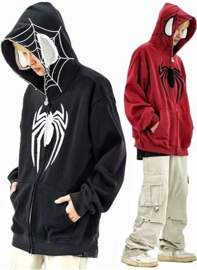 NIBEMINENT Autumn and winter American Y2K retro niche design Spider-Man hooded sweatshirt zipper cardigan national style high street loose jacket  - Image 4