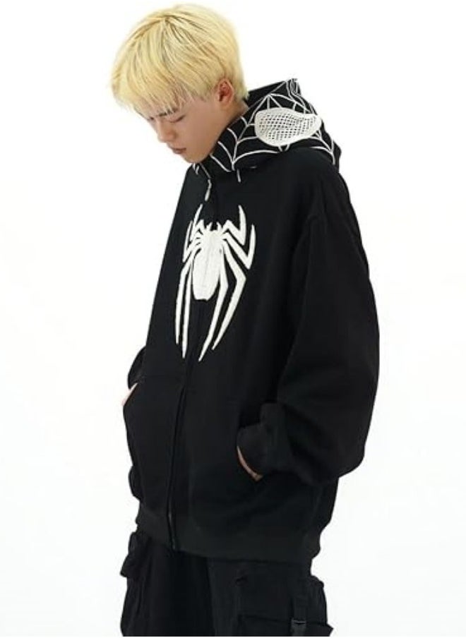 NIBEMINENT Autumn and winter American Y2K retro niche design Spider-Man hooded sweatshirt zipper cardigan national style high street loose jacket  - Image 5
