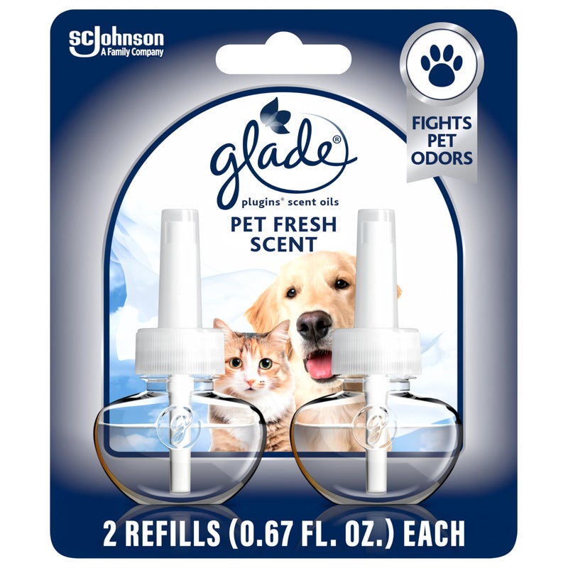 Glade PlugIns Refills Air Freshener, Pet Fresh Scent, Scented and Essential Oils for Home and Bathroom, 0.67 Fl Oz, 2 Count - Image 1