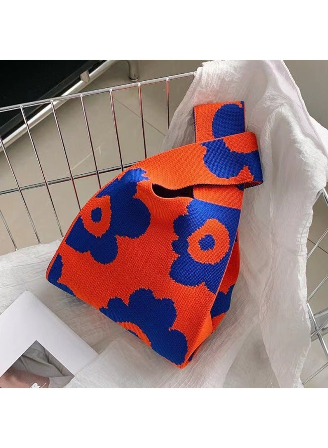 2025 Year Of The Snake Year Festive Knitted Bag Happy Shop Wedding Hand Gift Wrist Bag Happy Year-Color:Carrying Bag With Flowers - Image 1
