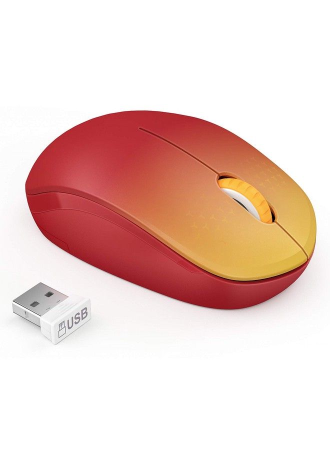 Seenda Wireless Mouse 2.4G Noiseless Mouse With Usb Receiver Portable Computer Mice For Pc Tablet Laptop Notebook With Windows System Gradient Red  - Image 1