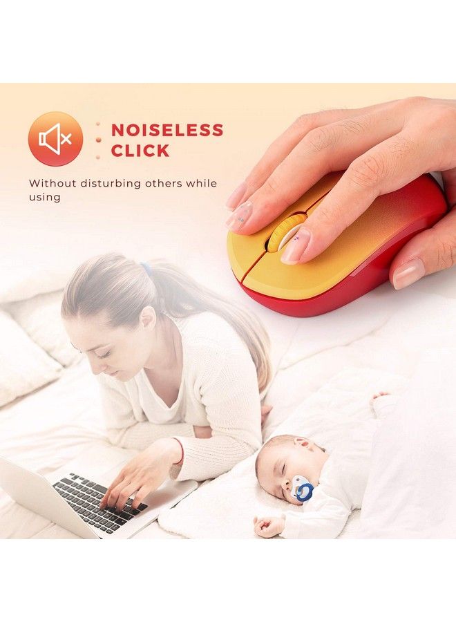 Seenda Wireless Mouse 2.4G Noiseless Mouse With Usb Receiver Portable Computer Mice For Pc Tablet Laptop Notebook With Windows System Gradient Red  - Image 3