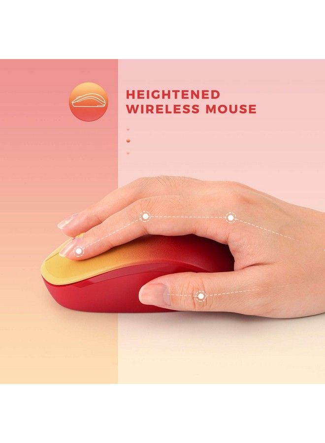 Seenda Wireless Mouse 2.4G Noiseless Mouse With Usb Receiver Portable Computer Mice For Pc Tablet Laptop Notebook With Windows System Gradient Red  - Image 5