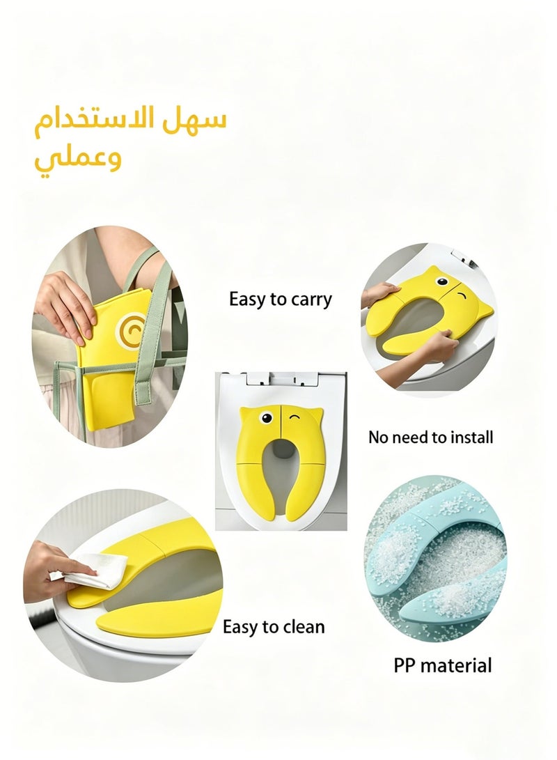 Amanli Foldable Kids Toilet Training Seat, Non-slip Portable Toddler Potty Seat with 6 Anti-slip Pads and Storage Bag (Yellow Owl Design) - Image 3