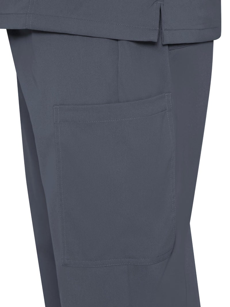 COZYFIT Scrubs for Men Set - V-Neck Scrub Top and Straight Leg Pants with 11 Pockets, Elastic Drawstring Men Scrubs set, Rock Grey, S - Image 5