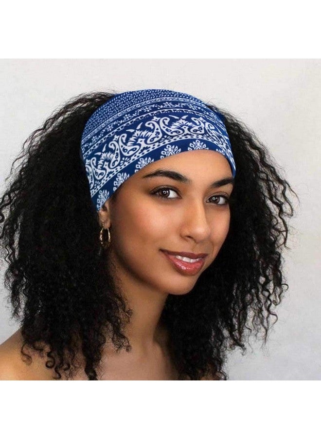 Bohend Boho Headbands Wide Knotted Hair Bands Fashion Printing Bandeau Travel Stretchy Cotton Headband Sport Yoga Hair Accessories For Women And Girls (A) - Image 3