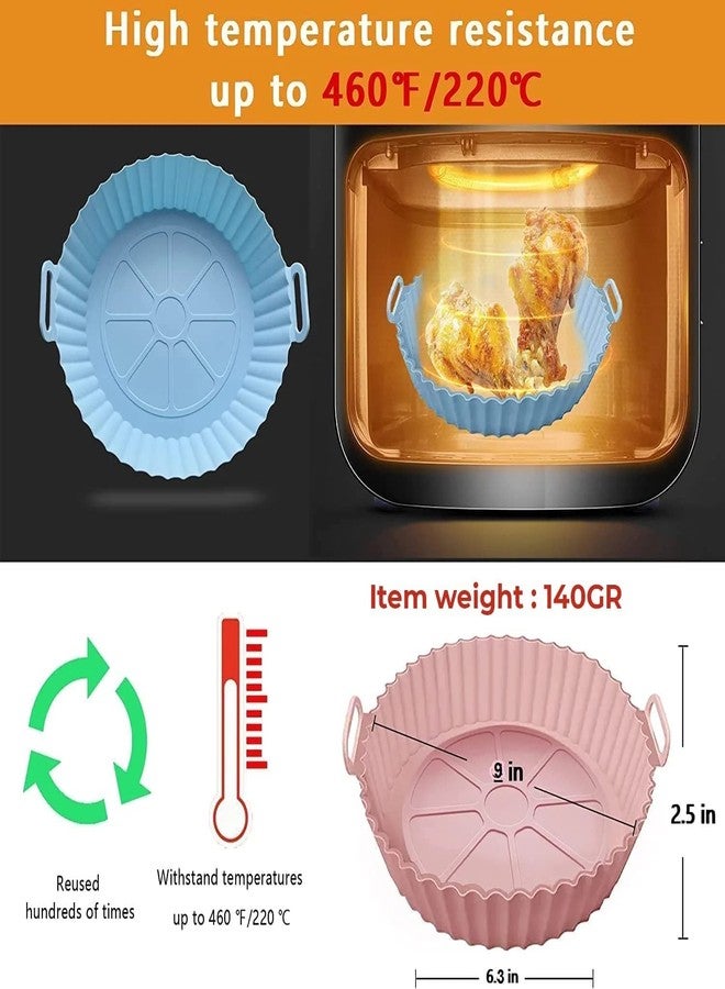 COOLCOLD Air Fryer, Silicone Tray, 140gm | Accessories, 7.3 In Bottom (Fit - 4.2QT to Bigger Size Air Fryer) Non-Stick Silicone Pot Air Fryer Liners with Ear Handles, Easy to Clean, Nonstick- (Pink) - Image 2