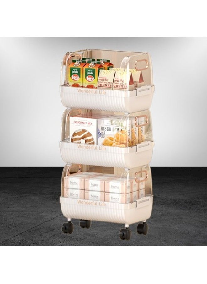 NKX 3-Layer Floor-Standing Kitchen Storage Rack with Removable Vegetable Basket  - Image 5