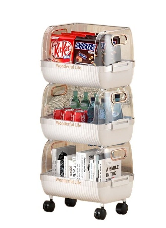 NKX 3-Layer Floor-Standing Kitchen Storage Rack with Removable Vegetable Basket  - Image 2