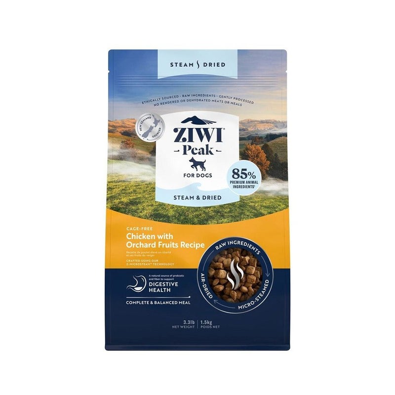 Ziwi Peak Dog Steam&Dried Cage Free Chicken w/Orchard Fruits Recipe 1.5kg