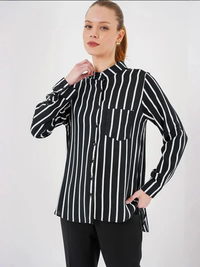 BIG DART BDART Striped Button-Up Long Sleeve Shirt with Pocket