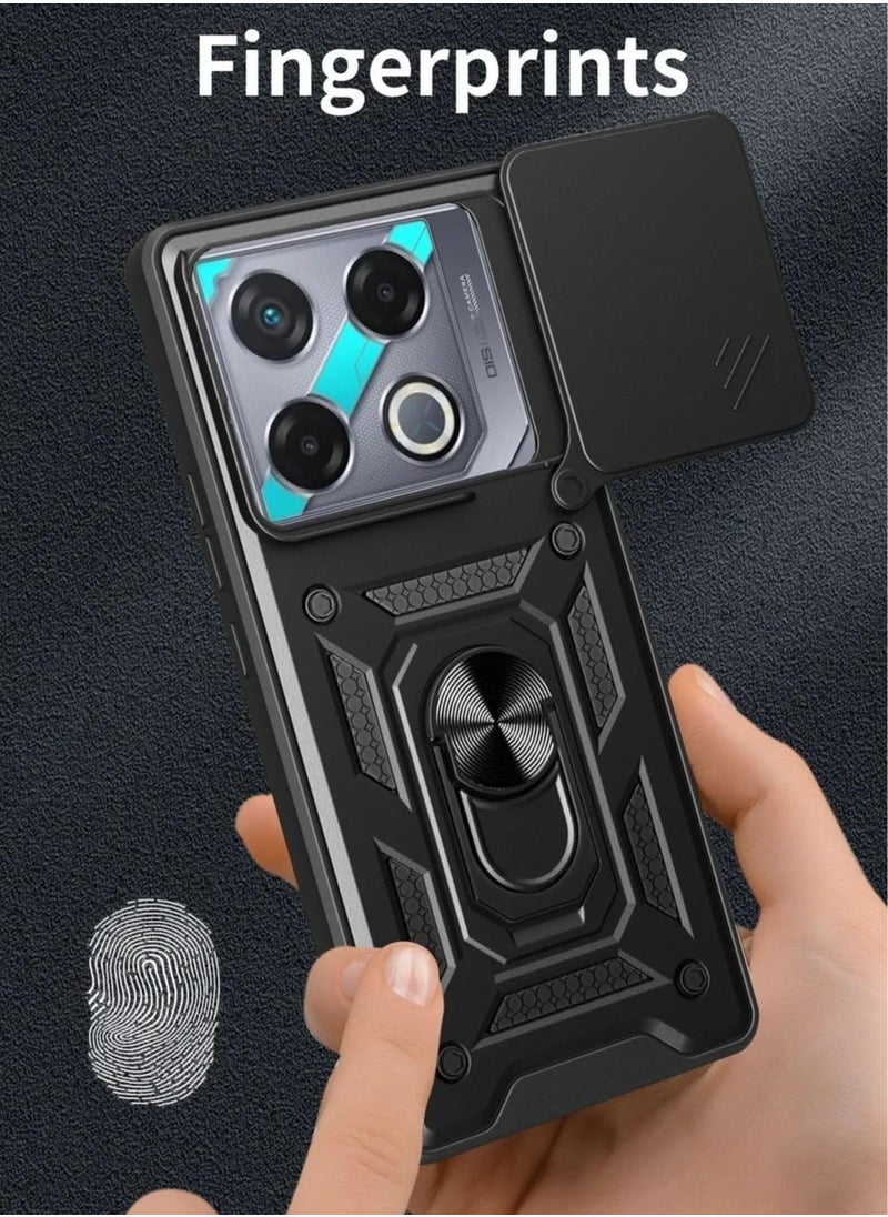 General - Compatible with Infinix GT 20 Pro Case, Case with Slide Camera Cover Heavy Duty Shockproof Magnetic Ring Holder Kickstand Case for Infinix GT 20 Pro - Image 1