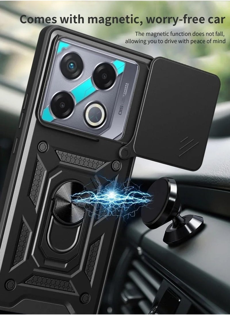 General - Compatible with Infinix GT 20 Pro Case, Case with Slide Camera Cover Heavy Duty Shockproof Magnetic Ring Holder Kickstand Case for Infinix GT 20 Pro - Image 1