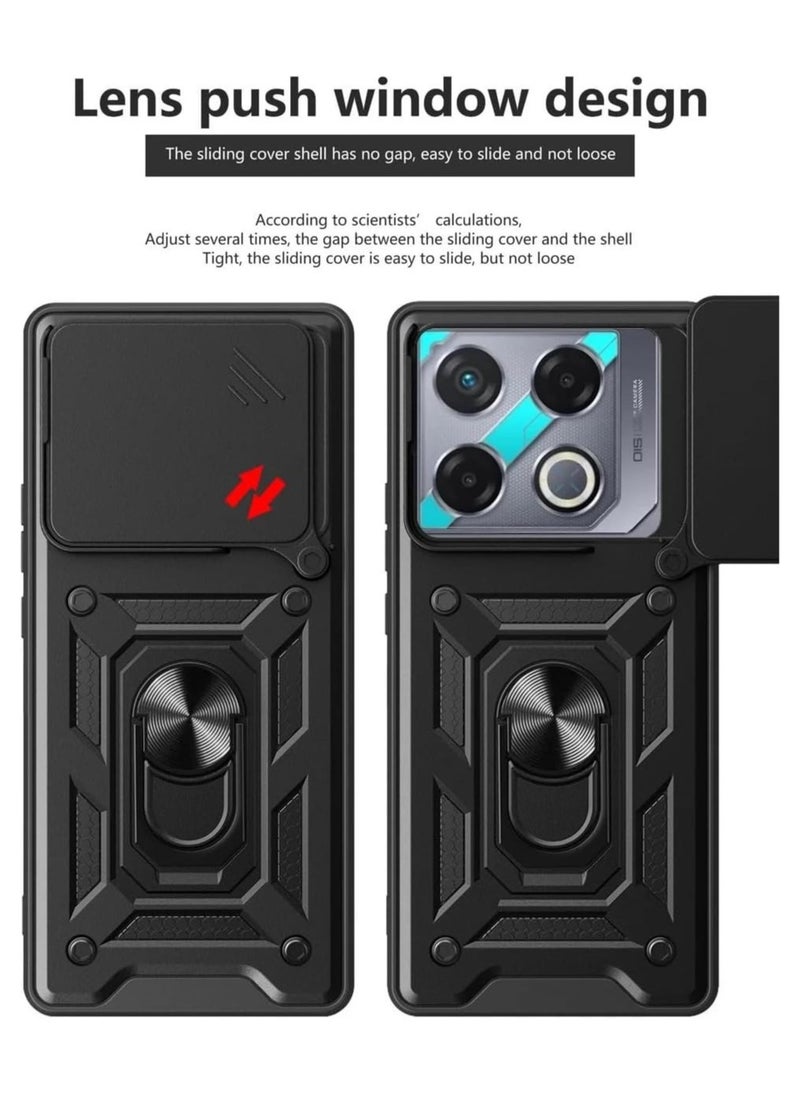 General - Compatible with Infinix GT 20 Pro Case, Case with Slide Camera Cover Heavy Duty Shockproof Magnetic Ring Holder Kickstand Case for Infinix GT 20 Pro - Image 1