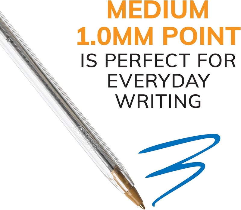 BIC Cristal Xtra Smooth Ball Pen, Medium Point (1.0 mm), Blue, 10-Count - Image 3