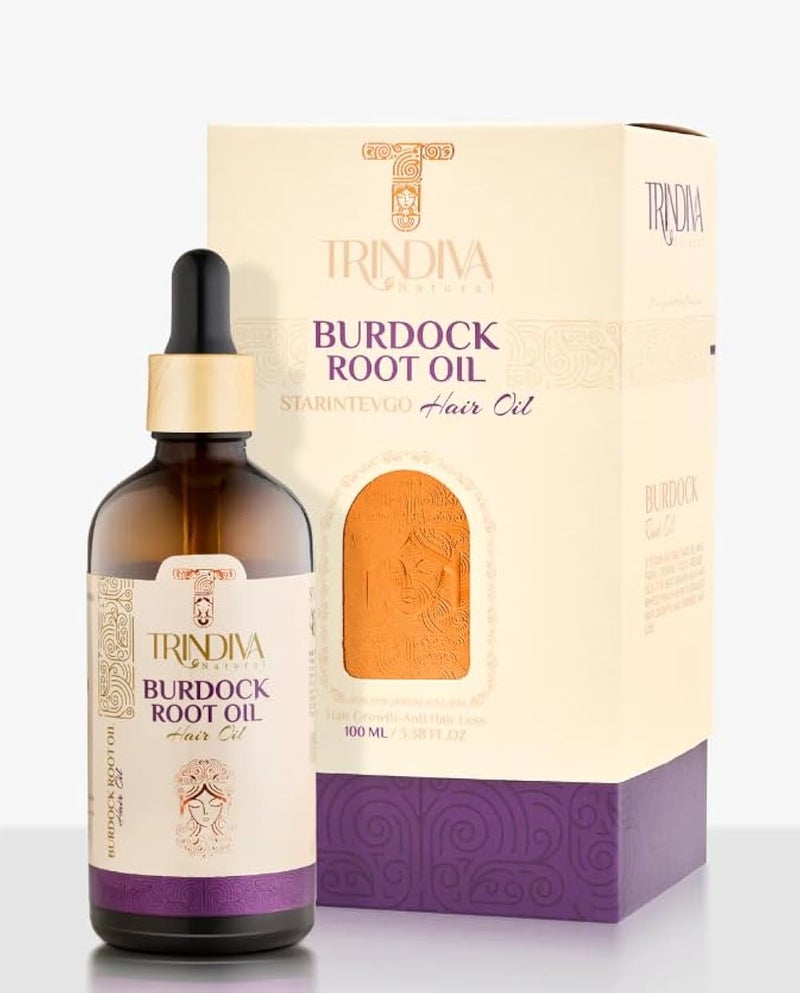 Trindiva Burdock Root Hair Oil, Natural Ayurvedic Formula with 12 Oils and 5 Plant Extracts, 100ml - Image 1