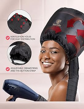 BEAUTE SEOUL Bonnet Hood Hair Dryer Cap Adjustable Hooded Bonnet for Handheld Blow Dryer Steamer for Deep Conditioning Styling Curling Fits All Head Sizes - Image 3