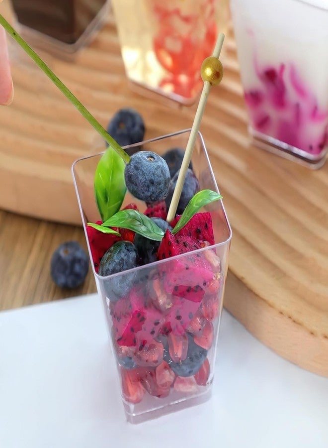 Slomg 50 Sets 5 oz Plastic Charcuterie Cups with 100 Sticks, Clear Mini Fruit Appetizer Cups with Cocktail Picks, Disposable Small Dessert Cups for Snack Salad Dip Veggies Party Serving - Image 4