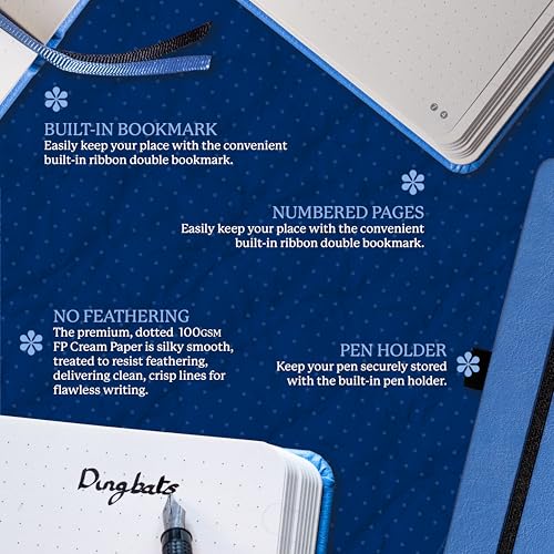 Dingbats* Notebooks Dingbats* Earth Dotted Writing Journal Notebook A5 - Vegan Leather Hardcover - Ideal for Work, Travel - Pocket, Elastic Closure & Bookmark - Image 3