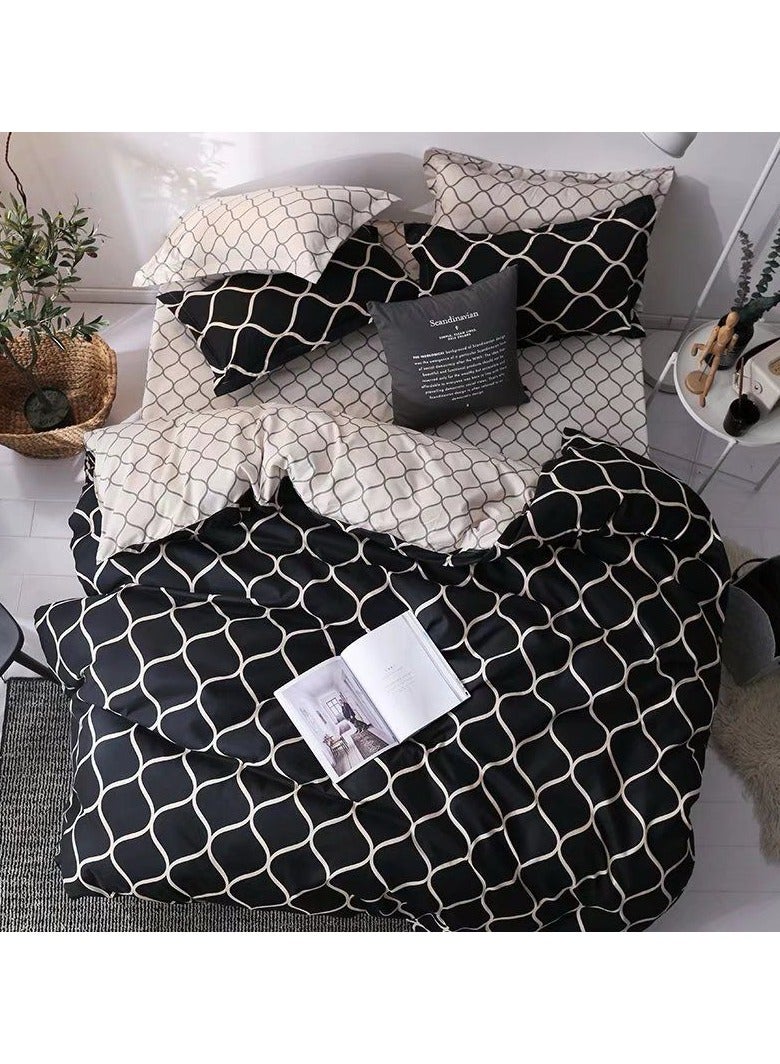 Duoduo home طقم أغطية سرير مفرد ، 4 قطع مع غطاء لحاف 160×210 سم + 1 ملاءة مشدودة + 2 غطاء وسادة ، طقم غطاء لحاف - Image 1
