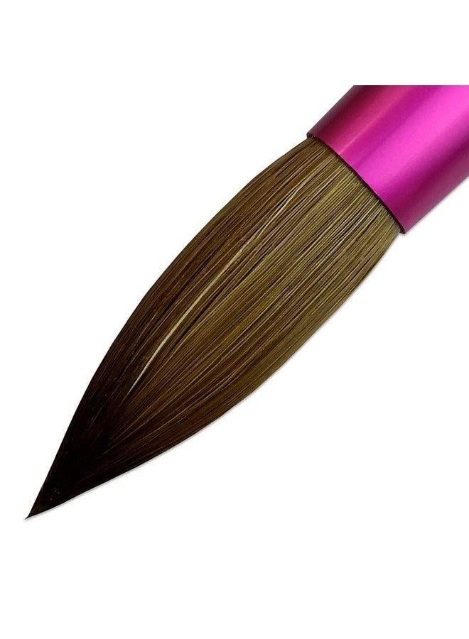 بانا فرشاة أظافر أكريليك كولينسكي نقية من بانا - شكل دائري وردي مع مقبض أزرق أبيض حلزوني (مقاس 14) - Image 4