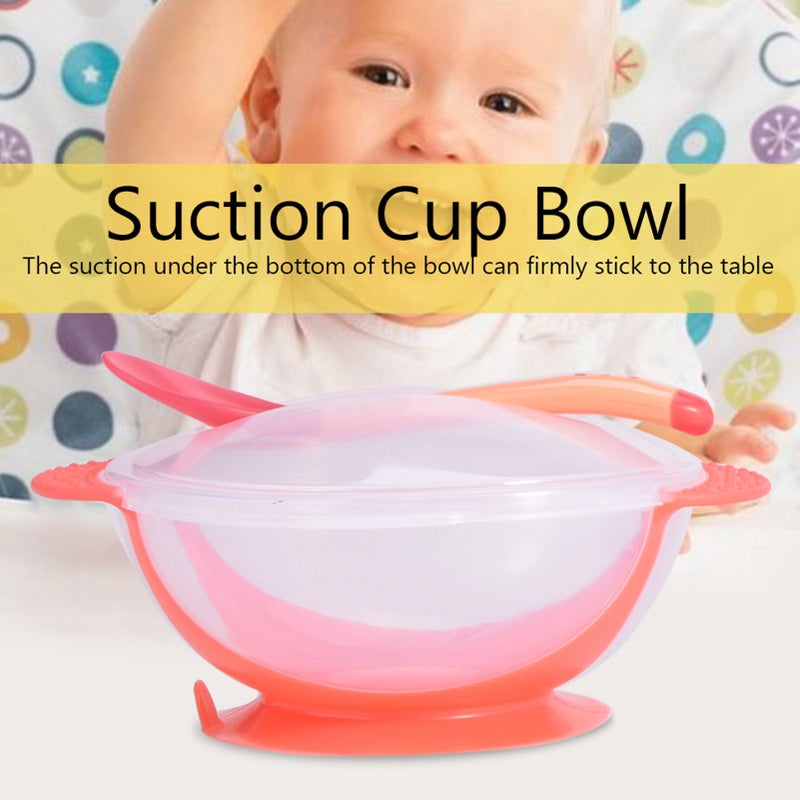 Baby Kids Children Slip resistant Sucker Bowl Feeding Bowls Sensing Spoon Cover - Image 4