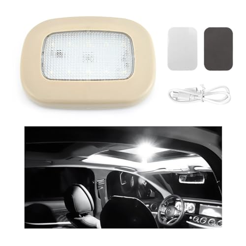 Ohleats Car Interior Ceiling Roof Lights, Magnetic Rechargeable USB Wireless Dome Lamp, LED Auto Map Reading Light Cover for Insider Roof Ceiling, Universal Car Accessories (Beige) - Image 1