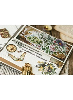 HASTHIP HASTHIP 60 Washi Tape Paper Self-Adhesive Sticker Vintage Plant Bird Sticker Flower Sticker For DIY Scrapbooking Diary Albums Tea Cup Laptop Notebook Decoration (Flower And Bird), 8.6 cms  - Image 2